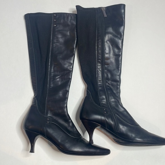 Aquatalia Shoes - Aquatalia knee high black heeled leather boots
